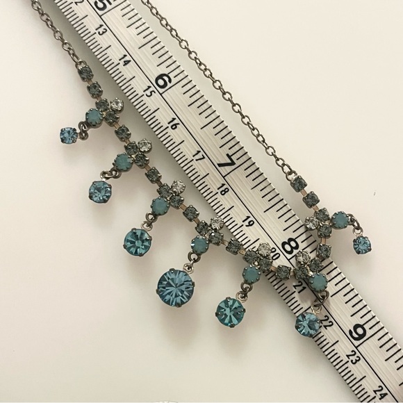 Vintage Blue Prong Set Rhinestone 13” - 16” Necklace - Picture 13 of 16